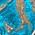 Close-up of Italy 3D wooden map highlighting Sicily and southern regions